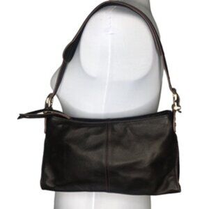 Liz Claiborne Leather Adjustable Strap Chocolate Brown Shoulder Handbag